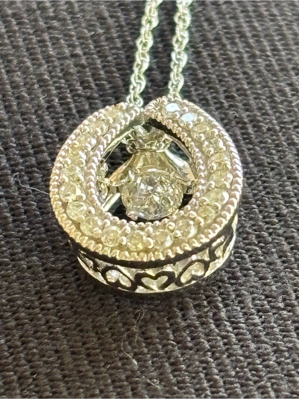 Love in Motion Twinkling Natural Diamond 18" Pendant Necklace 10k Gold